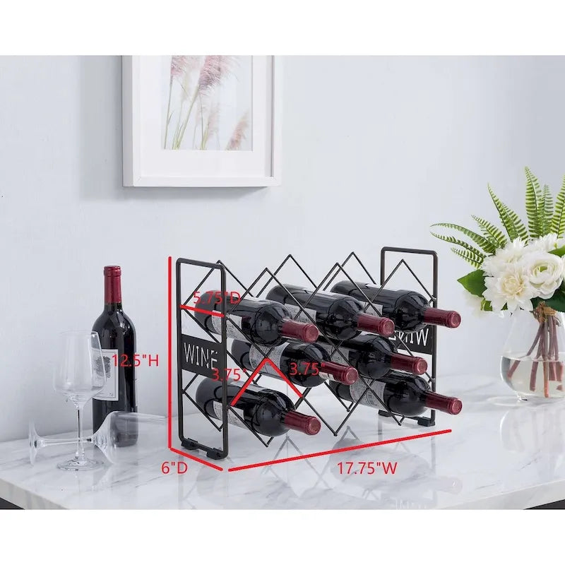 Metal Countertop Wine Storage Rack Bottle Holder, Pewter