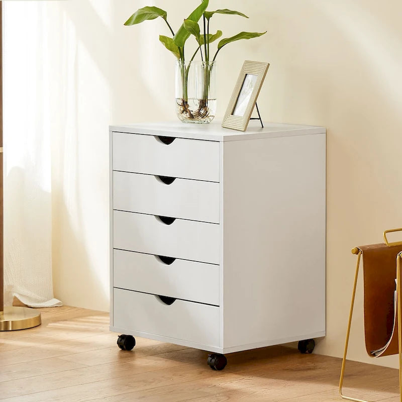 Wood Mobile 5-Drawer File Cabinet
