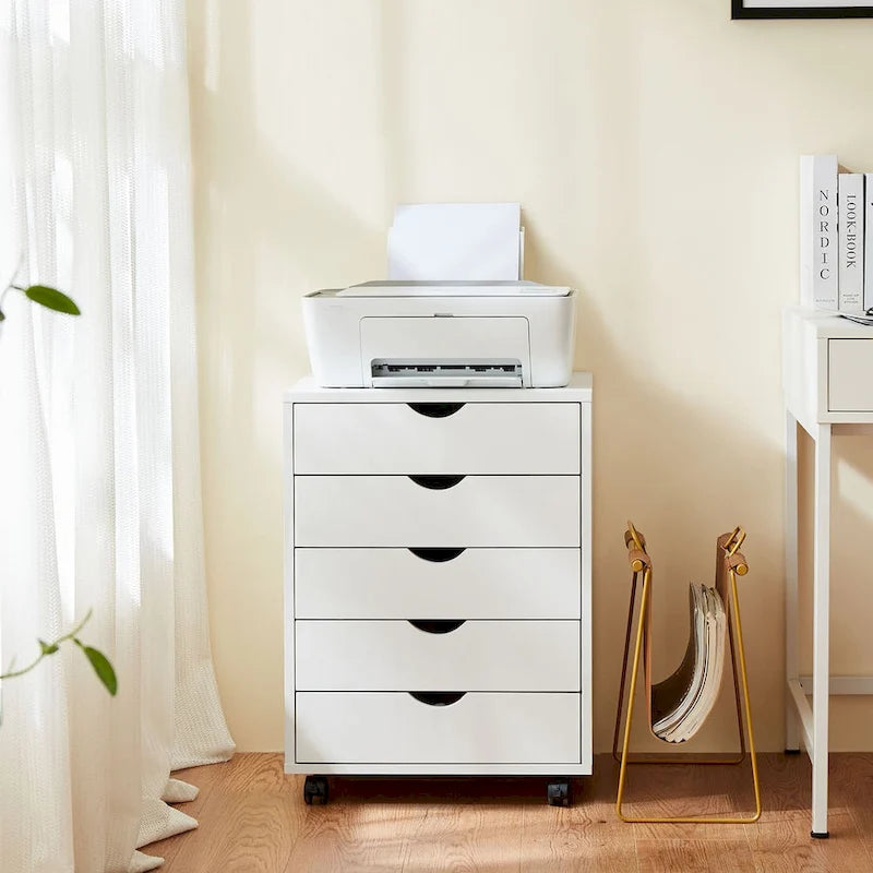 Wood Mobile 5-Drawer File Cabinet