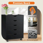 Wood Mobile 5-Drawer File Cabinet