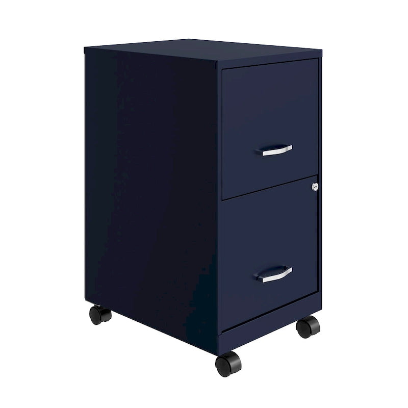 Space Solutions 18 2 Drawer Mobile Smart Vertical File Cabinet, Navy