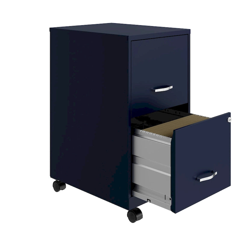 Space Solutions 18 2 Drawer Mobile Smart Vertical File Cabinet, Navy