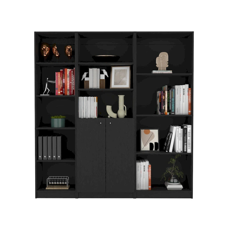 Kenyon 67 Wide 5-Shelf and Cabinet Bookcase Set of 3
