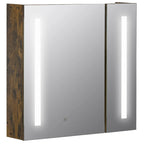 kleankin 27.5 Inch x 25.5 Inch LED Lighted Medicine Cabinet with Mirror, Wall Mounted Dimmable Bathroom Cabinet