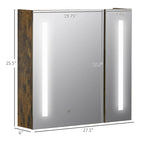 kleankin 27.5 Inch x 25.5 Inch LED Lighted Medicine Cabinet with Mirror, Wall Mounted Dimmable Bathroom Cabinet