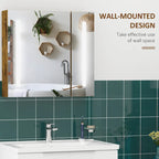 kleankin 27.5 Inch x 25.5 Inch LED Lighted Medicine Cabinet with Mirror, Wall Mounted Dimmable Bathroom Cabinet