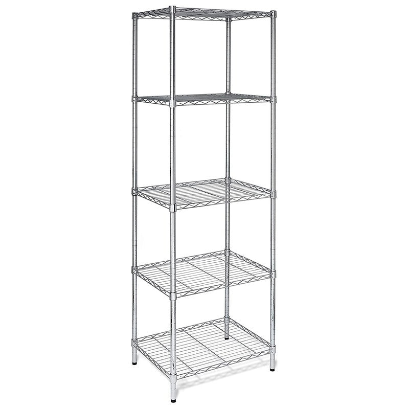 5-Tier Adjustable Steel Wire Shelving Silver