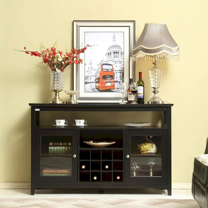 Concise Wooden Sideboard Wine Cabinet Buffet Table