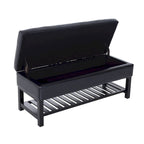 Porch & Den Westfield 44-inch Black PU Leather Tufted Shoe Rack Ottoman Storage Bench