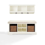 Crosley Brennan White Wood 2-piece Entryway Bench and Shelf Set - 41.5W x 18.25H x 15D