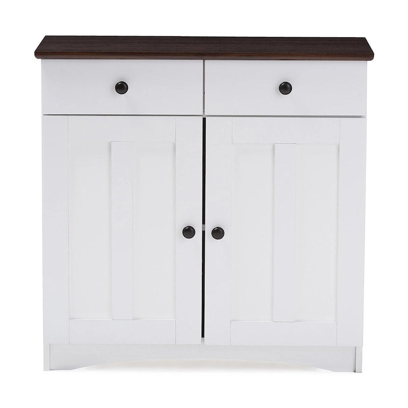 Traditional White Wood Kitchen Storage Cabinet by Baxton Studio