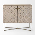 Excelsior Light Brown Solid Wood w/ Gold Iron Base & 2 Door Accent Cabinet