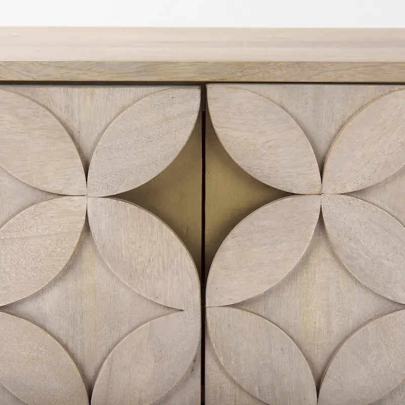 Excelsior Light Brown Solid Wood w/ Gold Iron Base & 2 Door Accent Cabinet