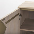 Excelsior Light Brown Solid Wood w/ Gold Iron Base & 2 Door Accent Cabinet