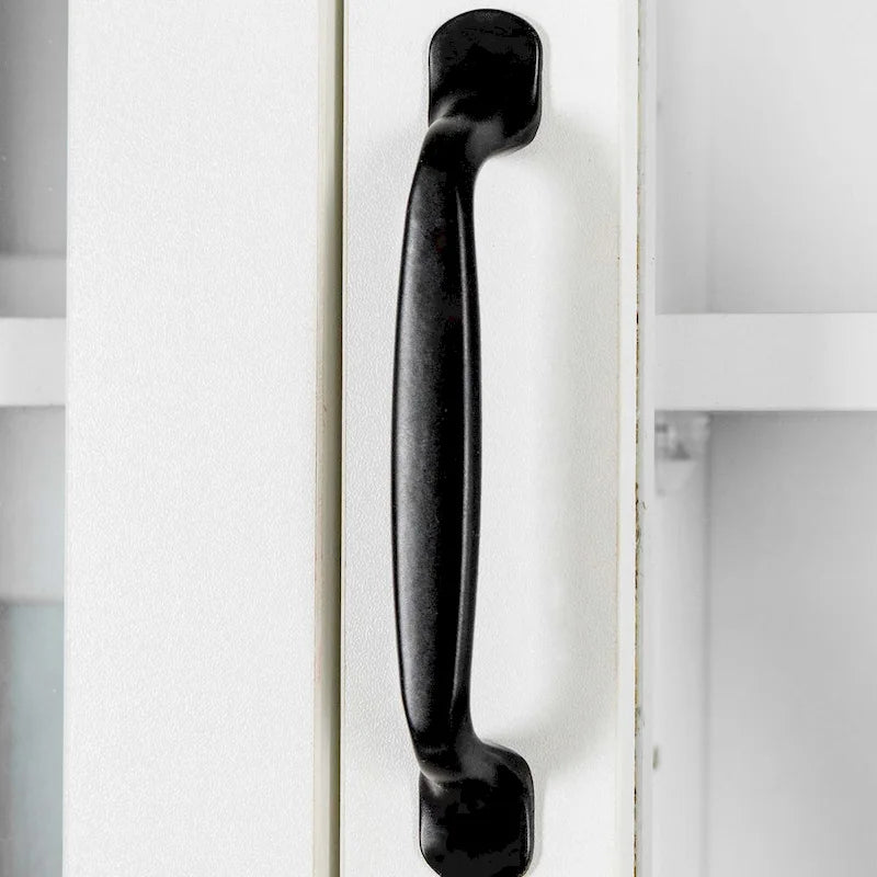 Large Kitchen Pantry Storage Cabinet with Glass Doors,Drawers & Open Shelves