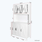 Large Kitchen Pantry Storage Cabinet with Glass Doors,Drawers & Open Shelves