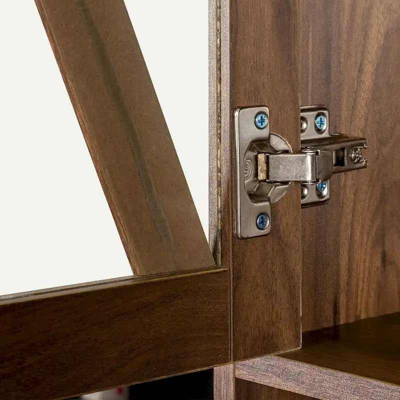 Large Kitchen Pantry Storage Cabinet with Glass Doors,Drawers & Open Shelves