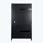 Large Kitchen Pantry Storage Cabinet with Glass Doors,Drawers & Open Shelves