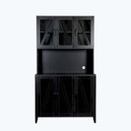 Large Kitchen Pantry Storage Cabinet with Glass Doors,Drawers & Open Shelves
