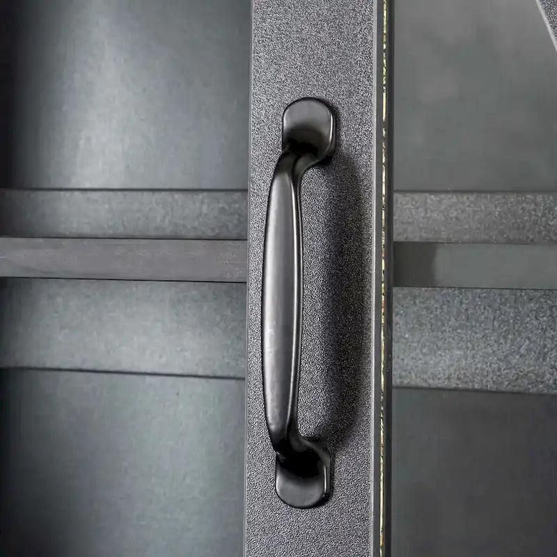 Large Kitchen Pantry Storage Cabinet with Glass Doors,Drawers & Open Shelves