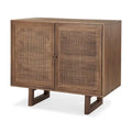 Grier Medium Brown Solid Wood w/ Cane Doors Accent Cabinet