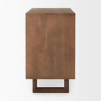 Grier Medium Brown Solid Wood w/ Cane Doors Accent Cabinet