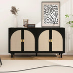 4 Door Rattan Storage Cabinet with Adjustable Shelves