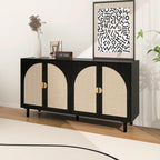 4 Door Rattan Storage Cabinet with Adjustable Shelves