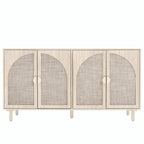4 Door Rattan Storage Cabinet with Adjustable Shelves