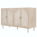 4 Door Rattan Storage Cabinet with Adjustable Shelves