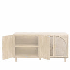 4 Door Rattan Storage Cabinet with Adjustable Shelves