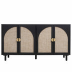 4 Door Rattan Storage Cabinet with Adjustable Shelves