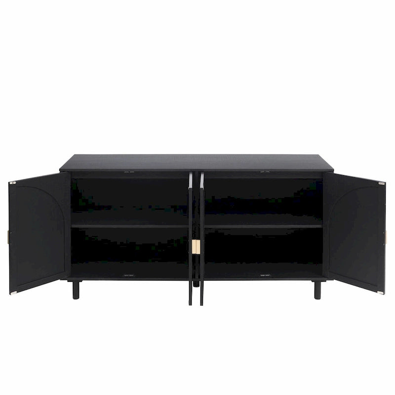 4 Door Rattan Storage Cabinet with Adjustable Shelves