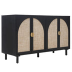 4 Door Rattan Storage Cabinet with Adjustable Shelves