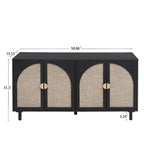 4 Door Rattan Storage Cabinet with Adjustable Shelves