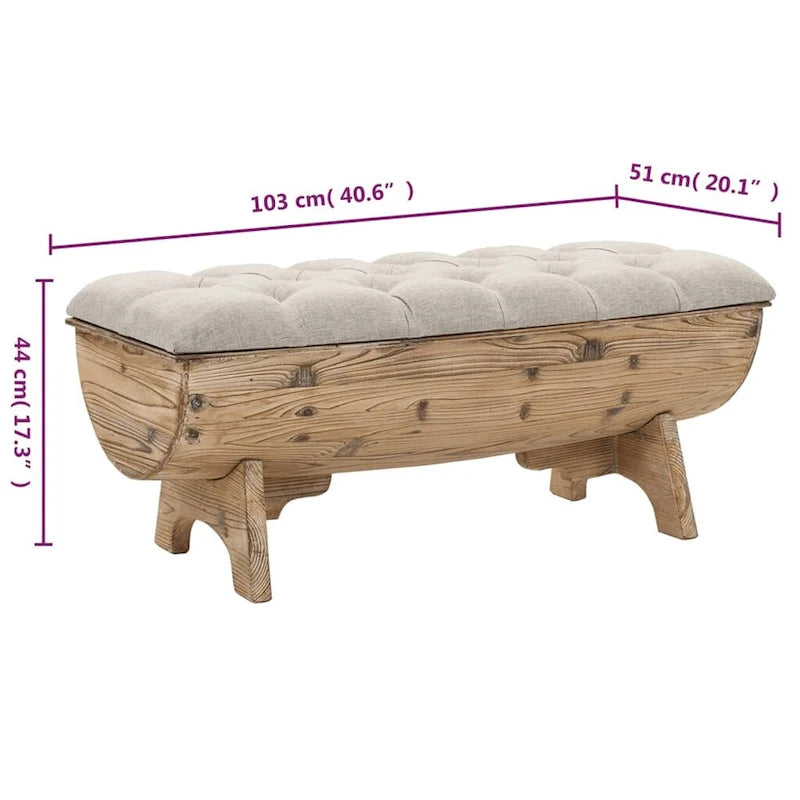 vidaXL Storage Bench 40.6 Solid Wood Fir - 40.6 x 20.1 x 17.3