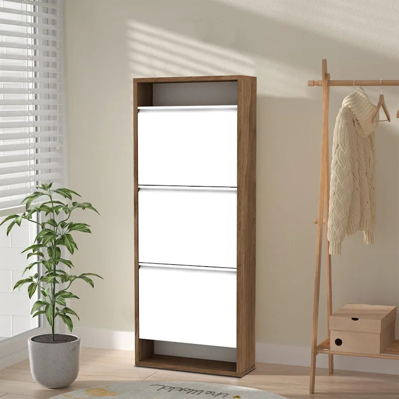 Modern Farmhouse Style Freestanding Shoe Storage Cabinet