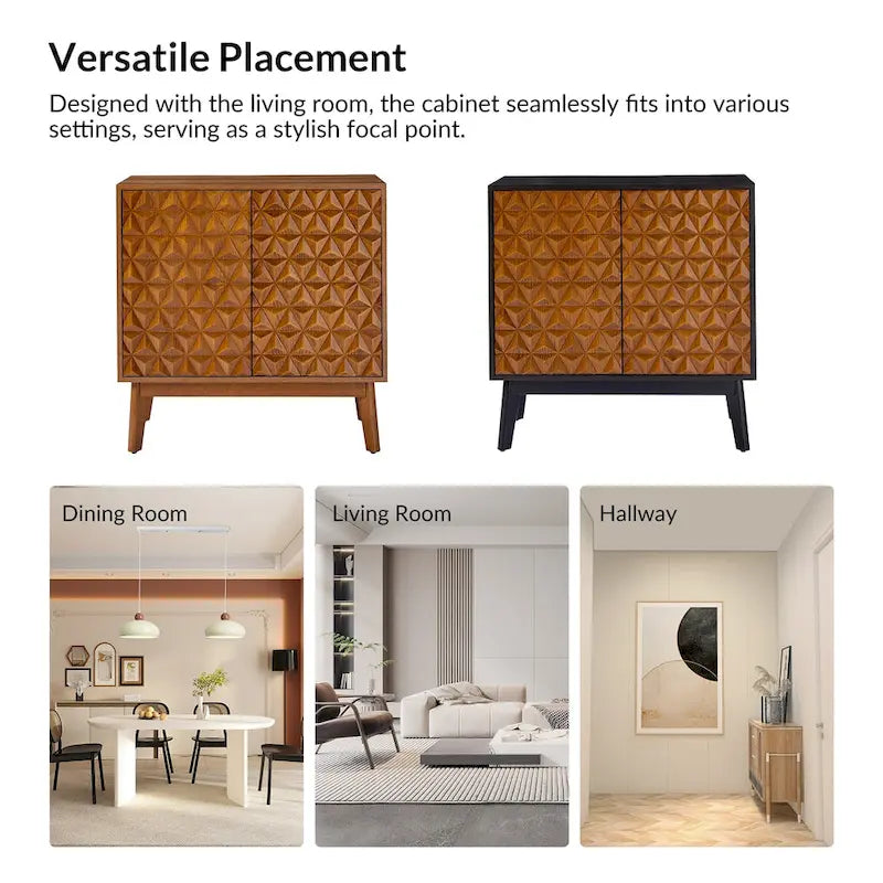 Jakob Modern 2-Solid Door Accent Storage Cabinet Sideboard with Adjustable Shelf Set of 2 by HULALA HOME