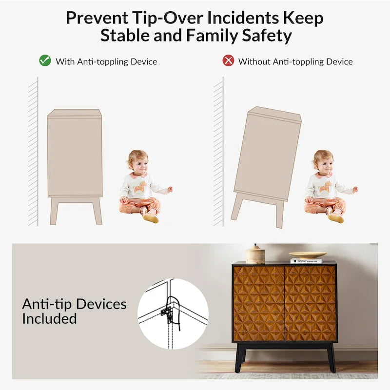 Jakob Modern 2-Solid Door Accent Storage Cabinet Sideboard with Adjustable Shelf Set of 2 by HULALA HOME