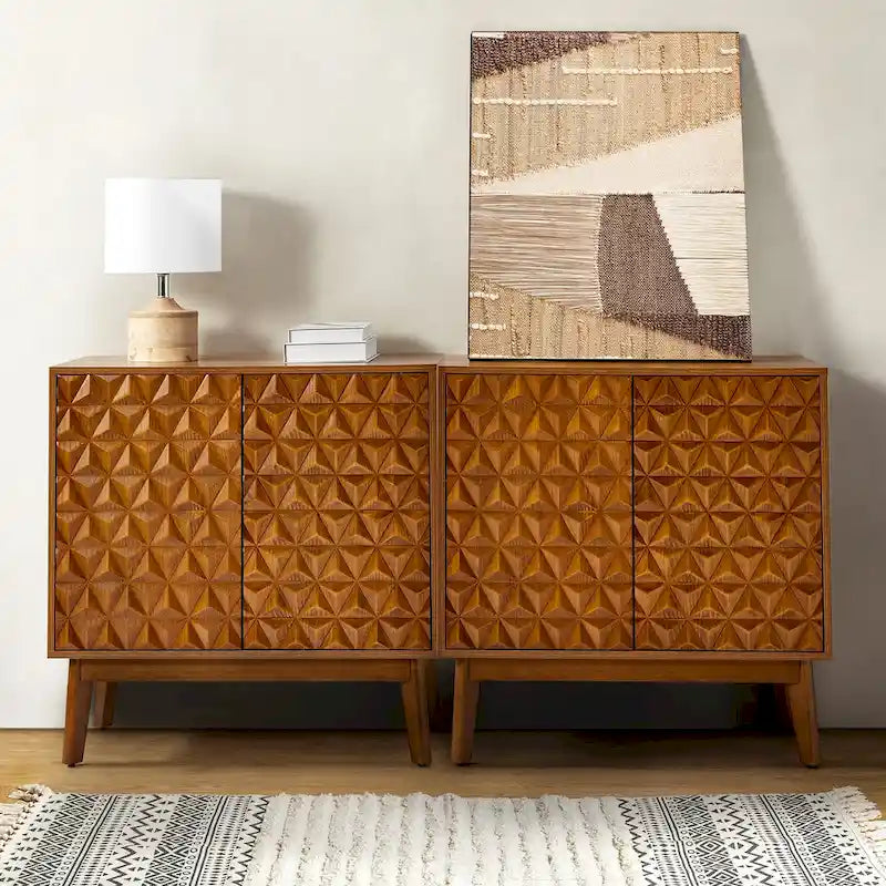 Jakob Modern 2-Solid Door Accent Storage Cabinet Sideboard with Adjustable Shelf Set of 2 by HULALA HOME