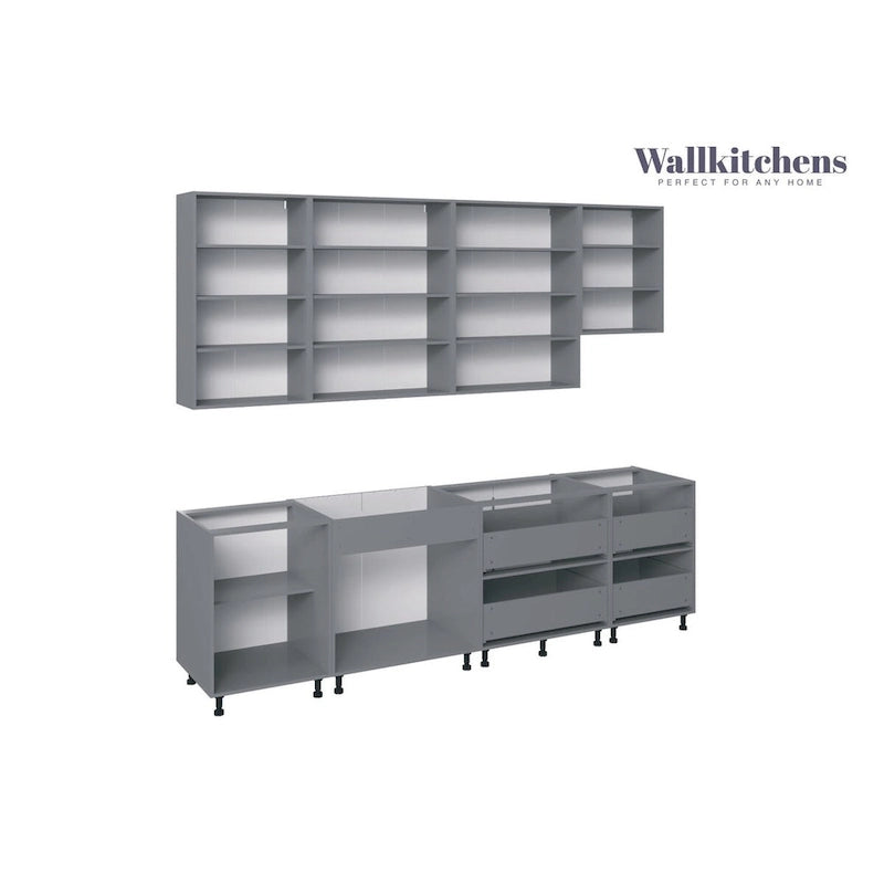 Kitchen Contemporary Collection Gray & White Gloss Color Base Size 9.5Ft Wide - 114x24