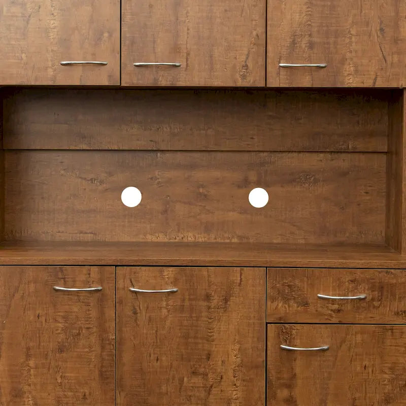 70.87 Tall Wardrobe& Kitchen Cabinet, with 6-Doors, 1-Open Shelves and 1-Drawer for bedroom