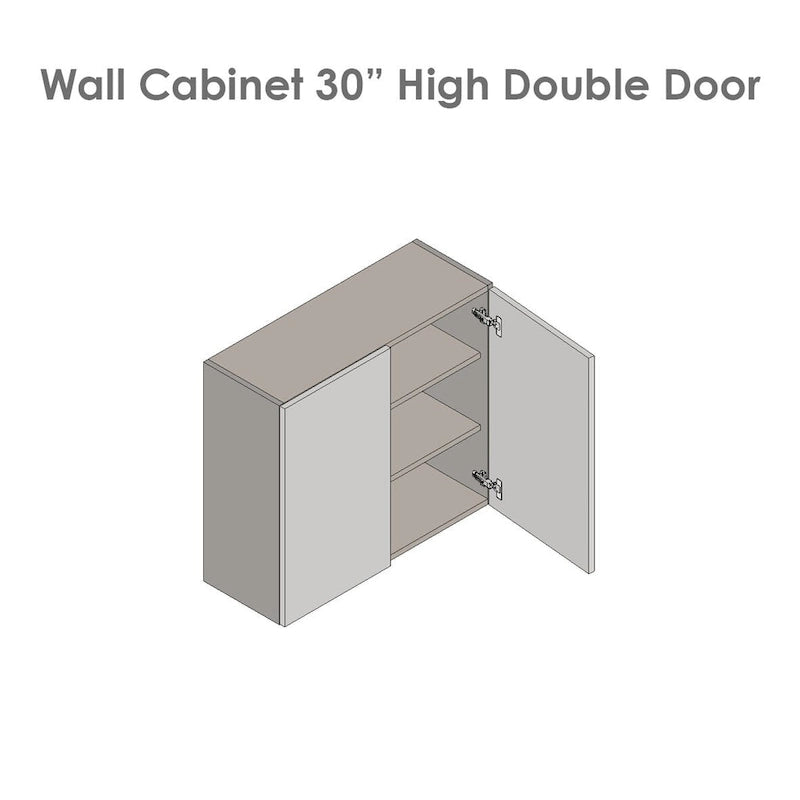 30 x 30 Wall Cabinet-Double Door-Grey - 30 x 30 x 12