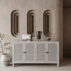 Accent Cabinet 4 Shutter Door Wooden Cabinet Sideboard Buffet Server Cabinet - N/A