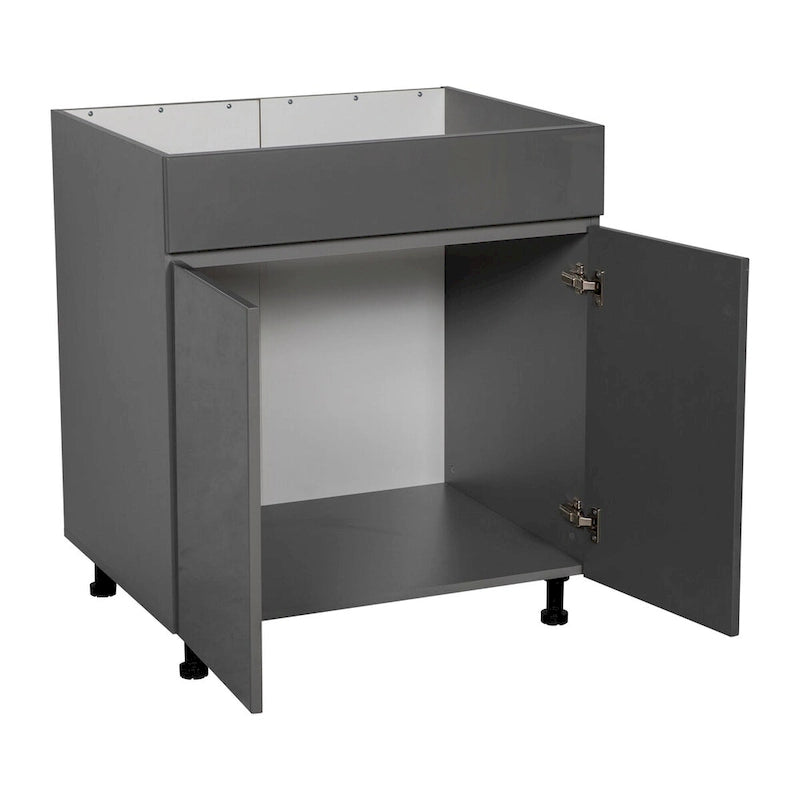 30 Sink Base Cabinets-High Double Door-Grey - 30 x 34 1/2 x 23 3/8