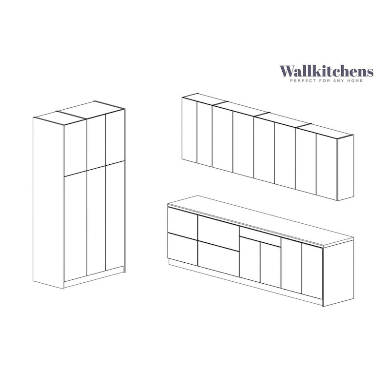 Kitchen Oasis Collection White Matte Color Base Size 10Ft Wide - 123x50