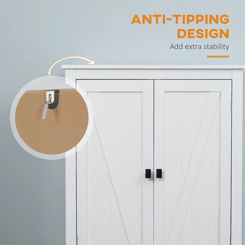 Freestanding Kitchen Storage Cabinet w/ Doors and Adjustable Shelves - N/A