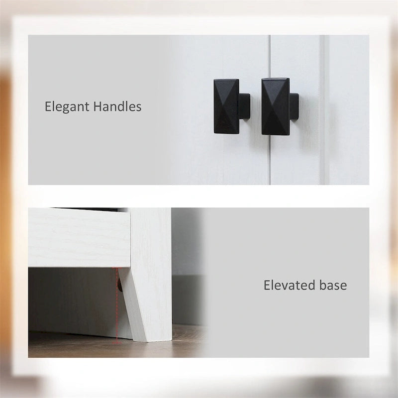 Freestanding Kitchen Storage Cabinet w/ Doors and Adjustable Shelves - N/A