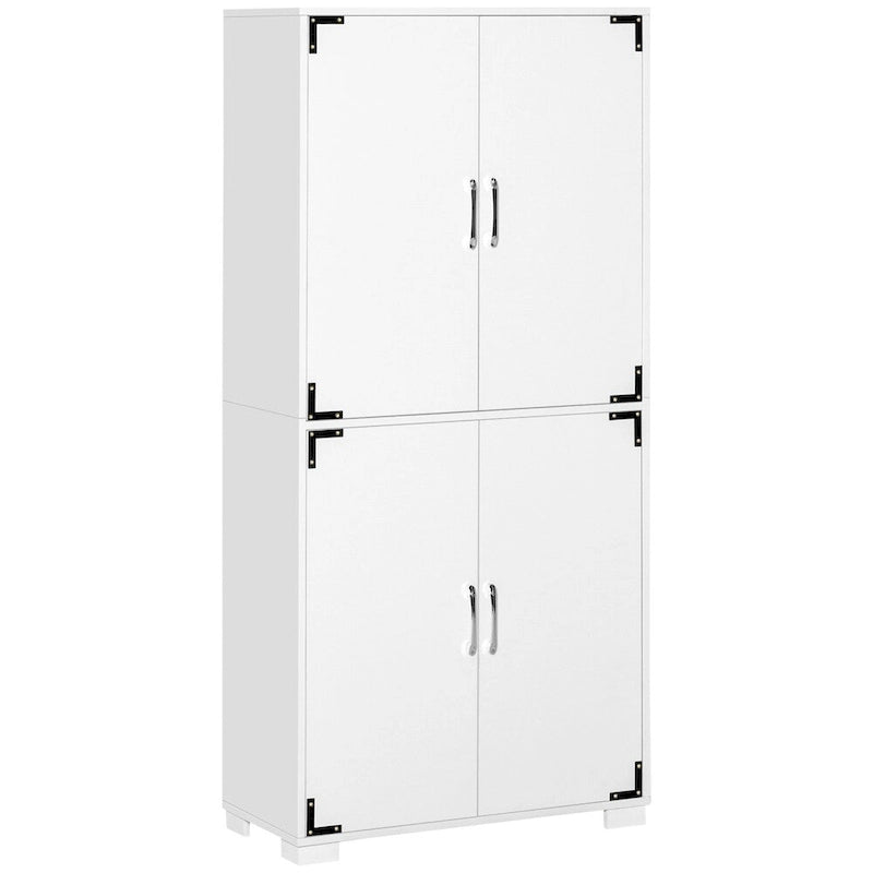 Kitchen Pantry Cabinet with 4 Door Cupboard and Storage Shelves - N/A
