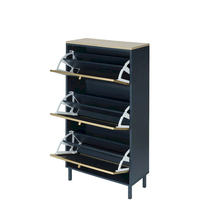 3 Metal Door Shoe Rack Freestanding Shoe Storage Cabinet